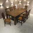 2.1M Rubber Wooden Rectangle Dining Set 3571-T-WL + 9708-WL